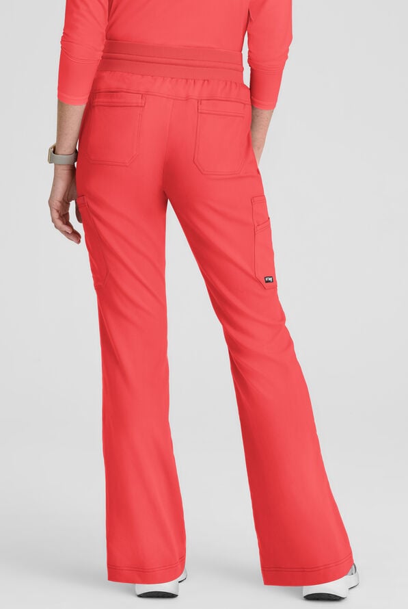 Grey's Anatomy&trade; by Barco Spandex STRETCH Kristi Women's 7-Pocket High-Rise Flare Leg Scrub Pant - Coral Bloom - 2