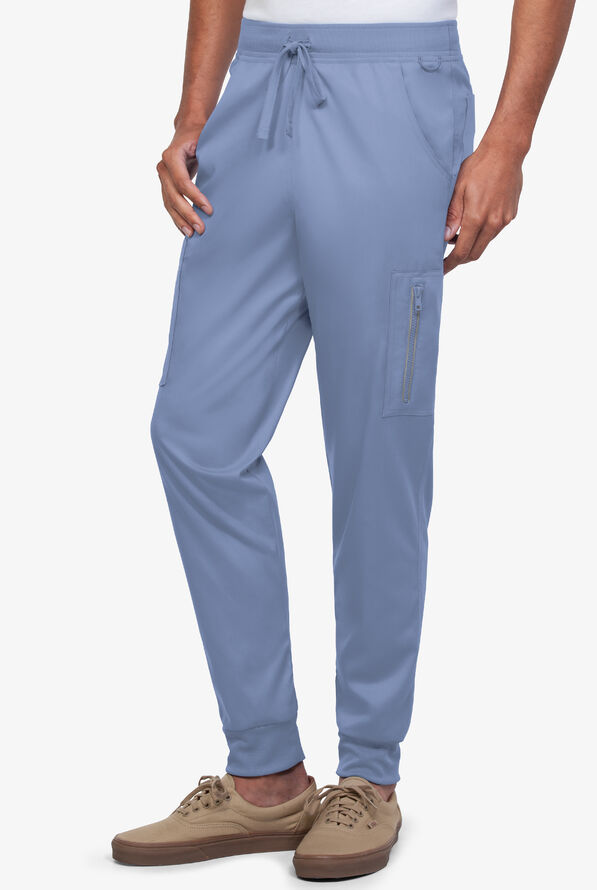 Advantage STRETCH Men's 9-Pocket Knit Waistband Jogger Scrub Pants - Ceil Blue - 1