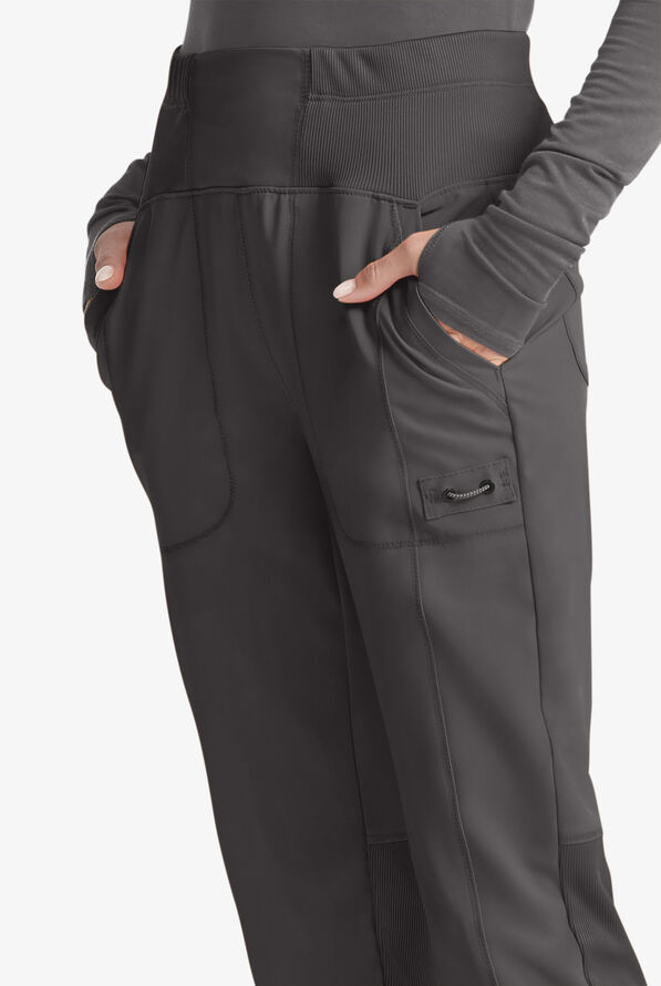 Pantalón médico Cherokee Infinity STRETCH de tiro alto con 5 bolsillos y piernas delgadas para mujer - Pewter - 2