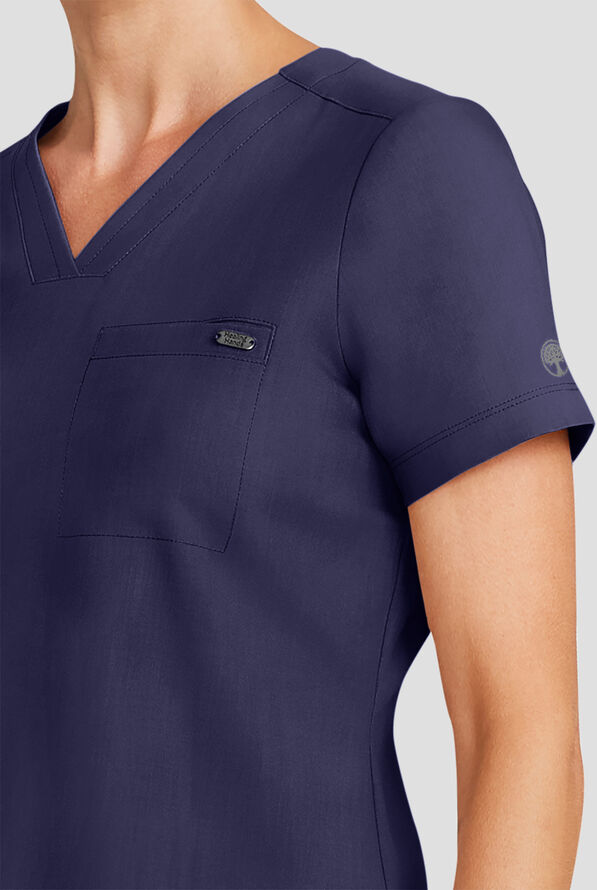 Healing Hands Quest Women's 1-Pocket STRETCH Tuck In V-Neck Scrub Top - Navy - 3