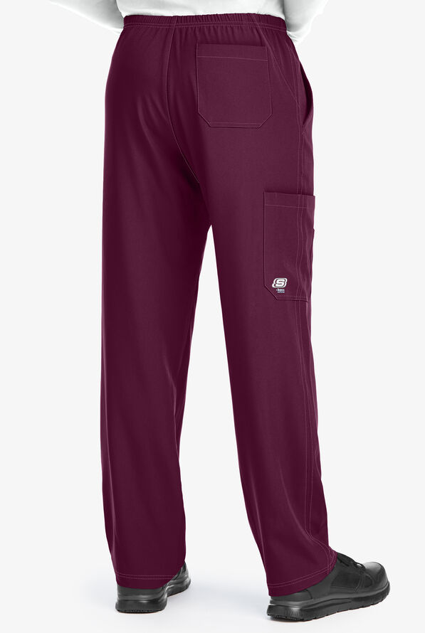 Skechers by Barco Structure Men's 4-Pocket STRETCH Cargo Scrub Pants - Wine - 2