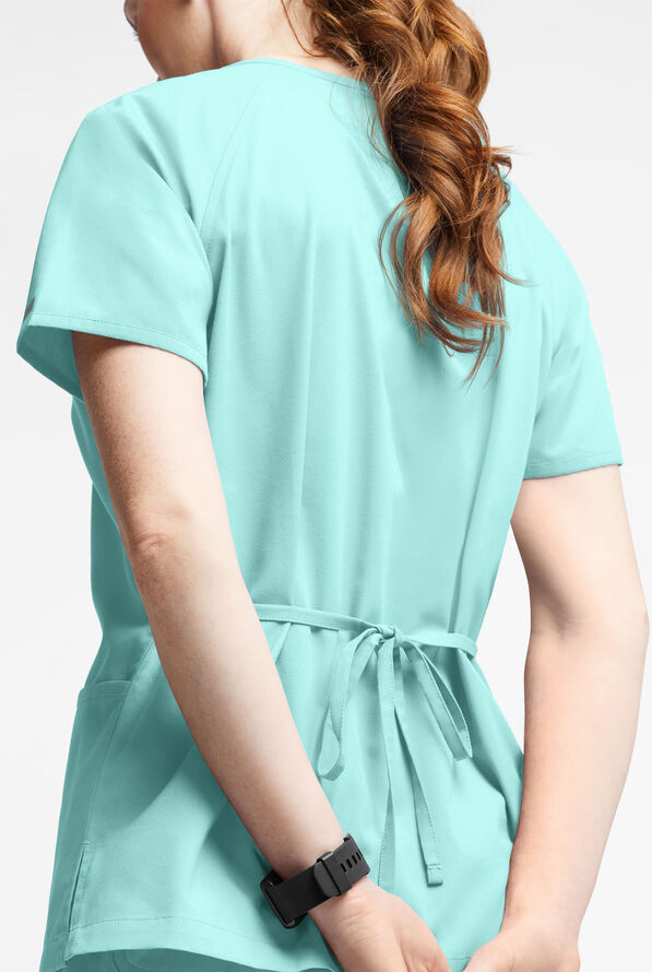 Butter-Soft Originals Women's 3-Pocket Mock Wrap Scrub Top - Sea Frost - 3