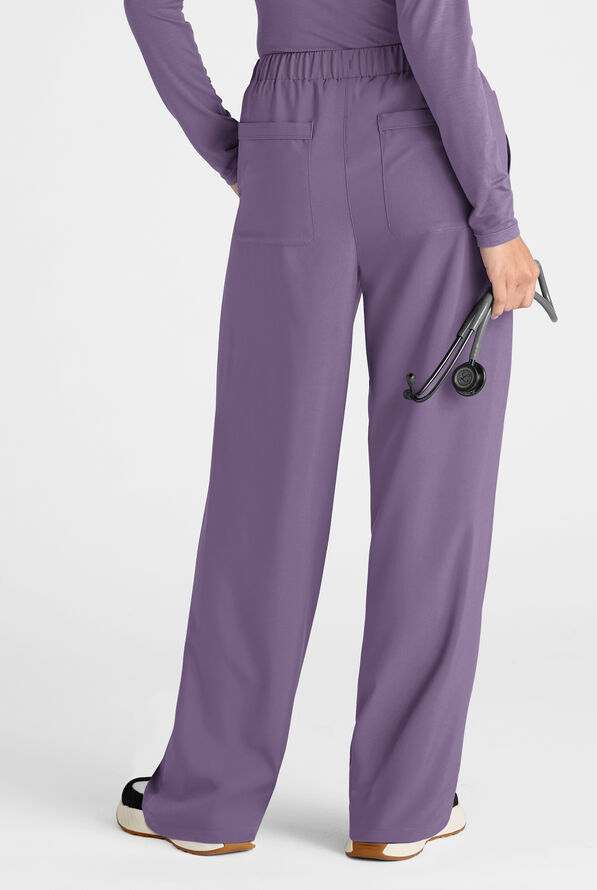 Easy STRETCH Hunter Women's 6-Pocket Relaxed Fit Wide Leg Scrub Pant - PURPLE DUSK - 3
