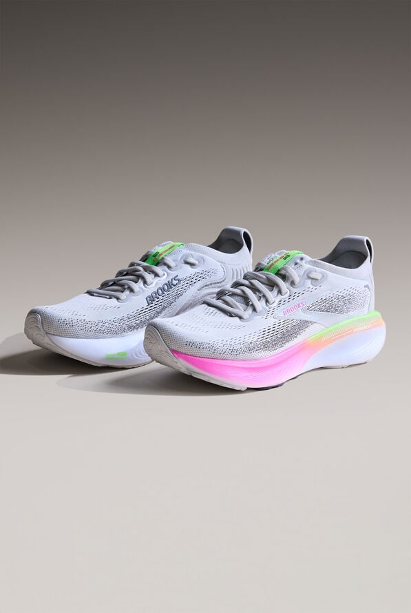 Brooks Women's Adrenaline GTS 25 Oyster/Pink/Green Athletic Lace Up Shoes - null - 3