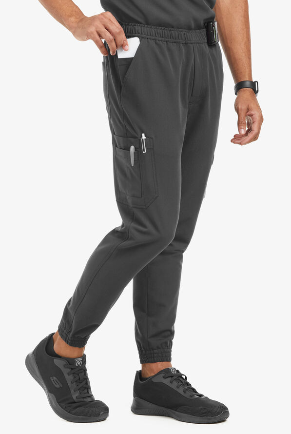 MOVEMENT by Butter-Soft Polaris Men's 10-Pocket Jogger STRETCH Scrub Pants - Pewter - 1