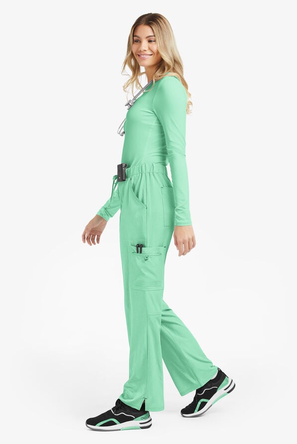 koi Basics Holly Women's 8-Pocket STRETCH Cargo Scrub Pants - Heather Jelly Mint - 4
