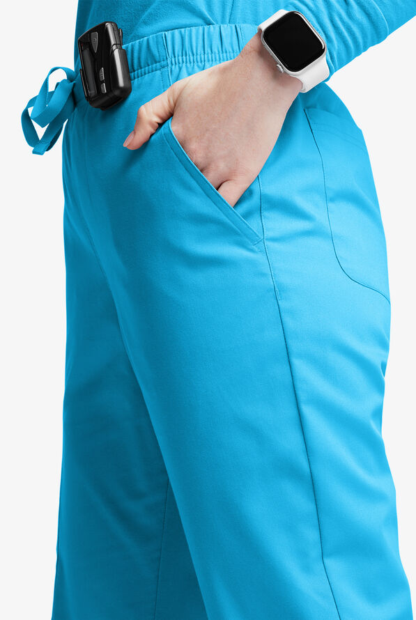 Butter-Soft Originals Women's 6-Pocket Mid Rise Flare Leg Scrub Pants - Turquoise - 2