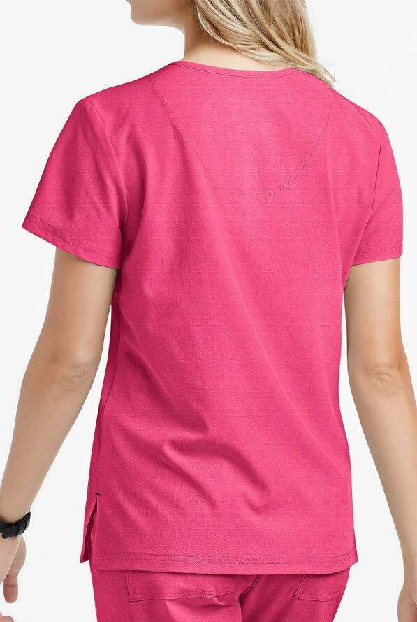 koi Basics Becca Women's 4-Pocket STRETCH V-Neck Scrub Top - Heather Pink Lemonade - 3