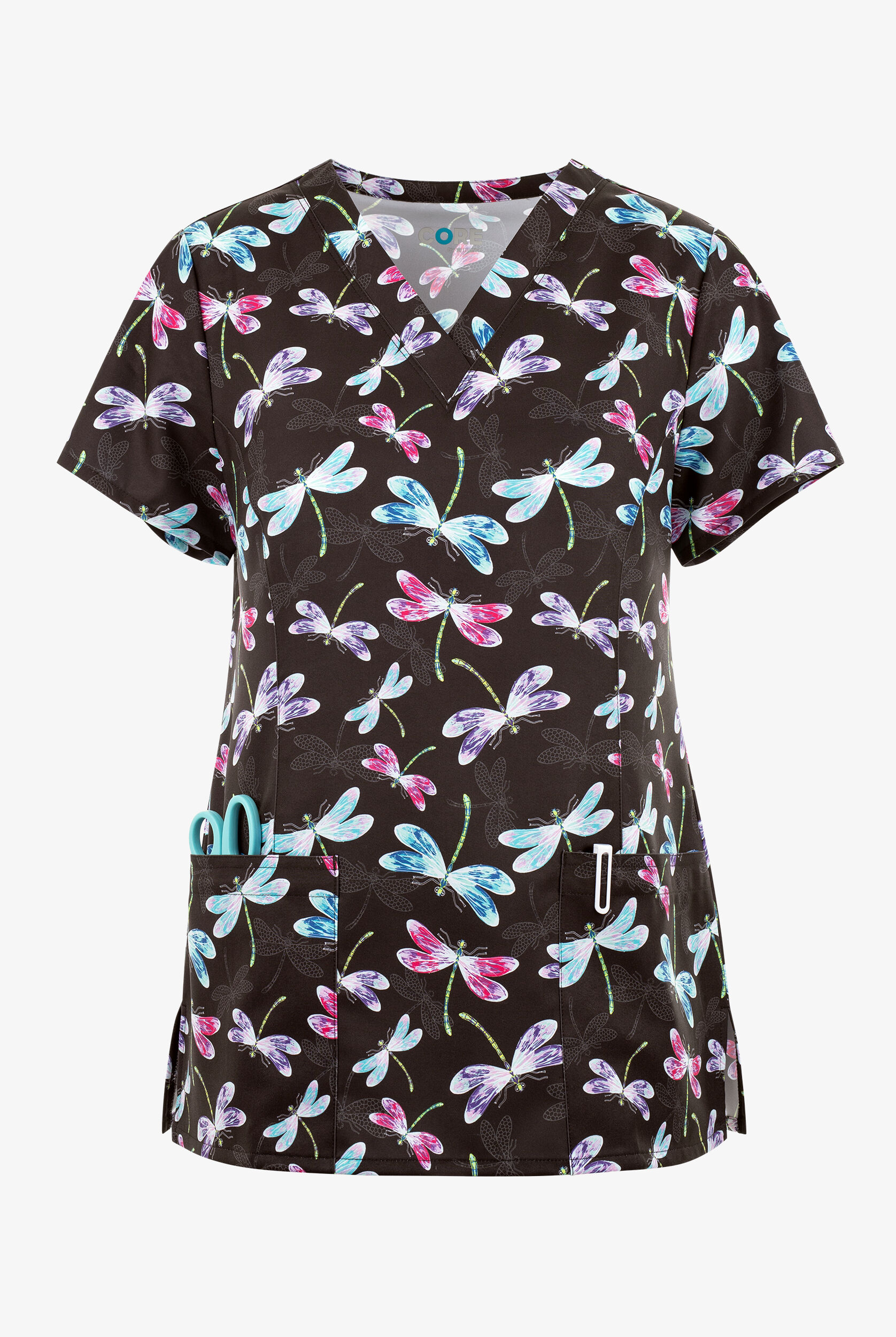 Dragonfly Print 4 Pocket Uniform Scrubs Set main image 0