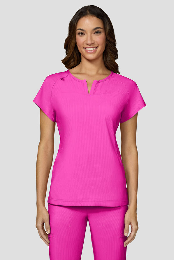koi Lite&trade; Lilias Women's 2-Pocket Sweetheart Notch Neck Scrub Top - Hibiscus - 2