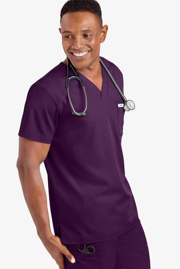 Advantage STRETCH Men's 4-Pocket V-Neck Scrub Top - Eggplant - 5