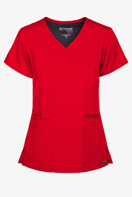 Grey's Anatomy by Barco Spandex STRETCH Kim Women's 3-Pocket Mock Wrap Scrub Top