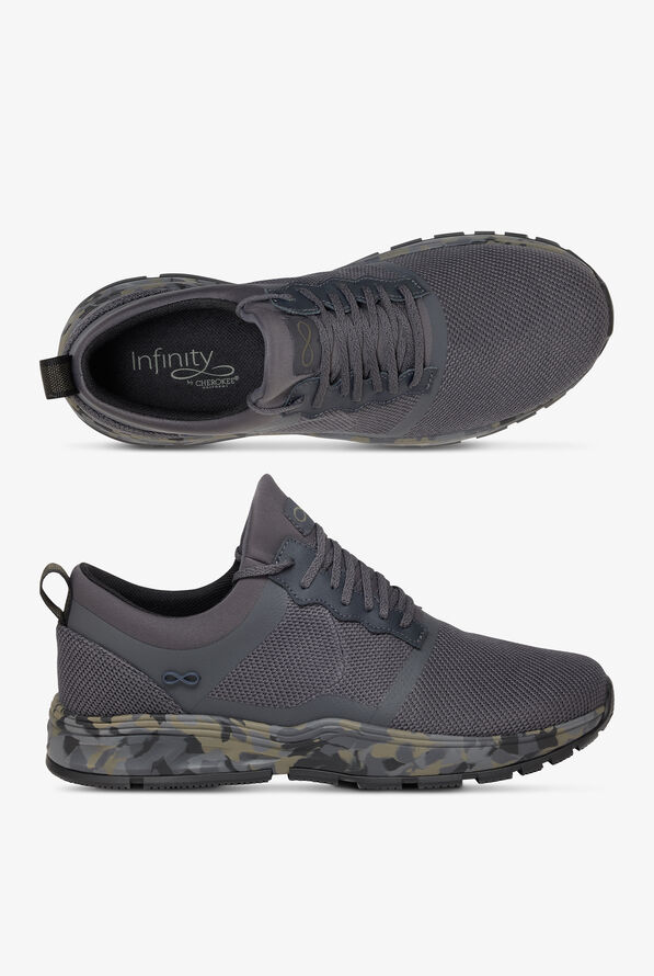 Infinity by Cherokee Men's Fly Pewter/Olive Camo Athletic Lace Up Nursing Shoes