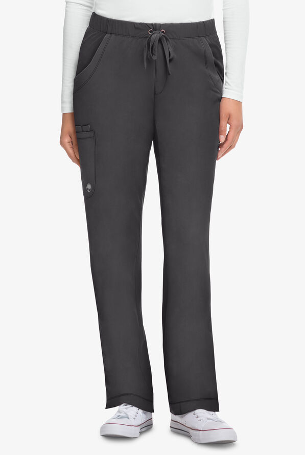 HH Works by Healing Hands Rebecca Women's 6-Pocket STRETCH Drawstring Waist Cargo Scrub Pants - Petite - Pewter - 1