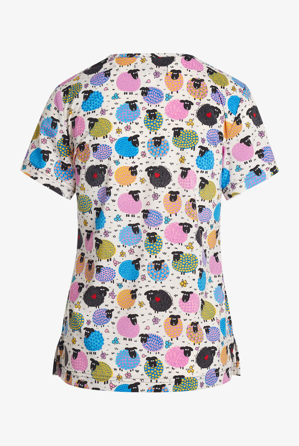 Blusa médica estampada koi Basics Find the Black Sheep STRETCH con cuello en V y 2 bolsillos para mujer - null - 2