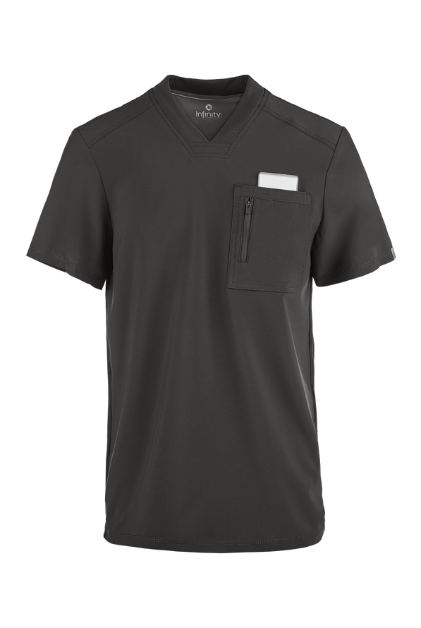 Camisa médica Cherokee Infinity con 1 bolsillo y cuello en V para hombre  - Pewter - 1