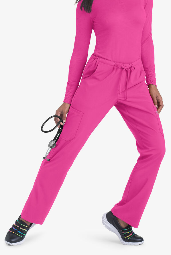 Easy STRETCH Eden Women's 4-Pocket Drawstring Scrub Pants - Petite - Glam Pink - 3