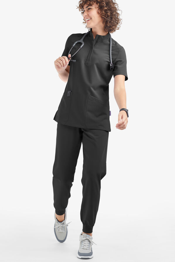 Blusa m&eacute;dica Movement by Butter-Soft con cremallera y 6 bolsillos para mujer - Black - 4