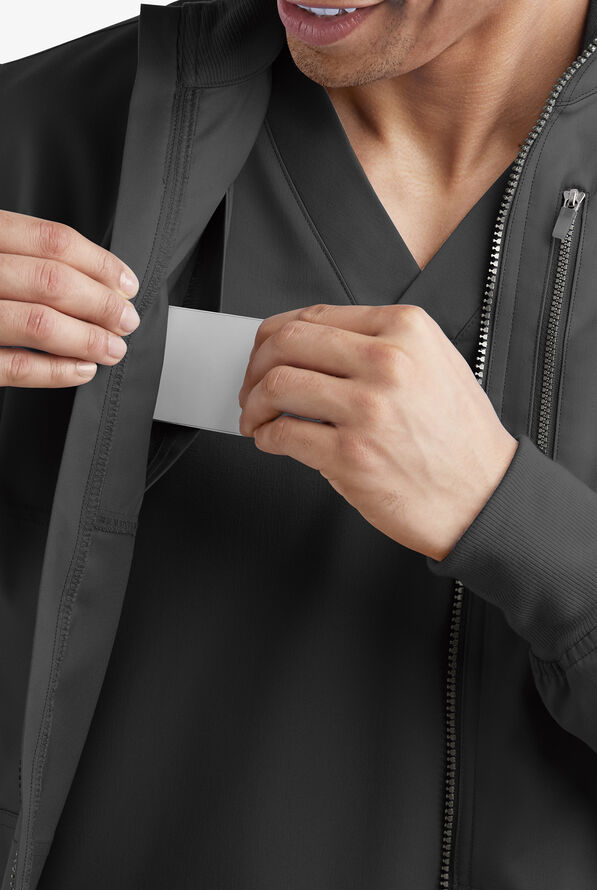 Advantage STRETCH Men's 4-Pocket Zip Front Warm-Up Scrub Jacket - Black - 4