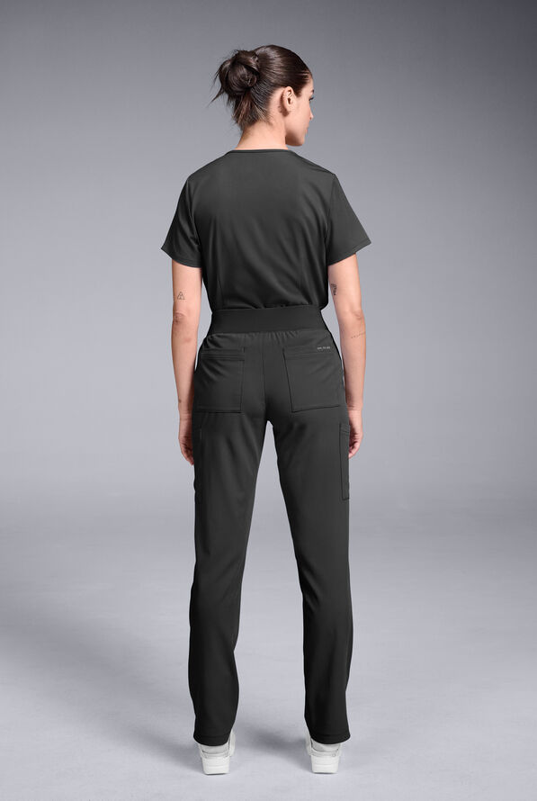 Hypothesis Women's Base 7-Pocket Straight Leg Cargo Scrub Pant - Petite - Jet Black - 2