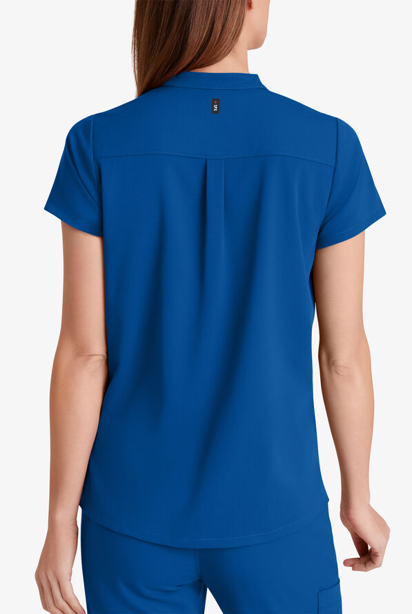 Grey's Anatomy by Barco Spandex STRETCH Avery Women's 2-Pocket Notch Sleeve V-Neck Scrub Top - Royal - 2