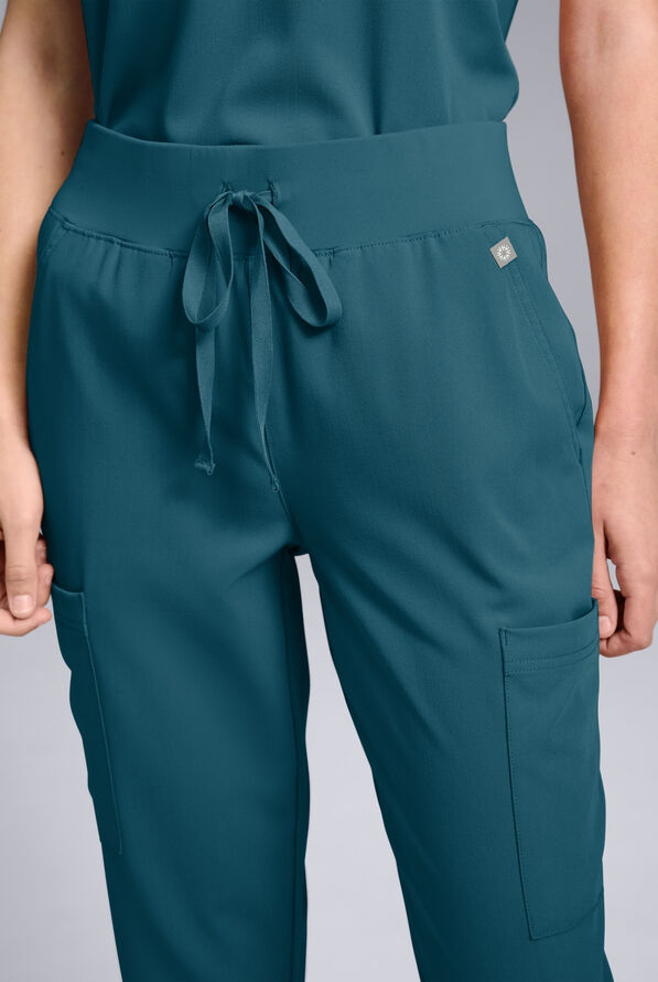 Hypothesis Women's Base 7-Pocket Straight Leg Cargo Scrub Pant - Tall - Caribbean Blue - 4