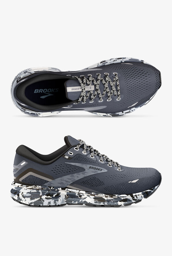 Brooks Men's Ghost 15 Ebony/Black/Oyster Athletic Lace Up Nursing