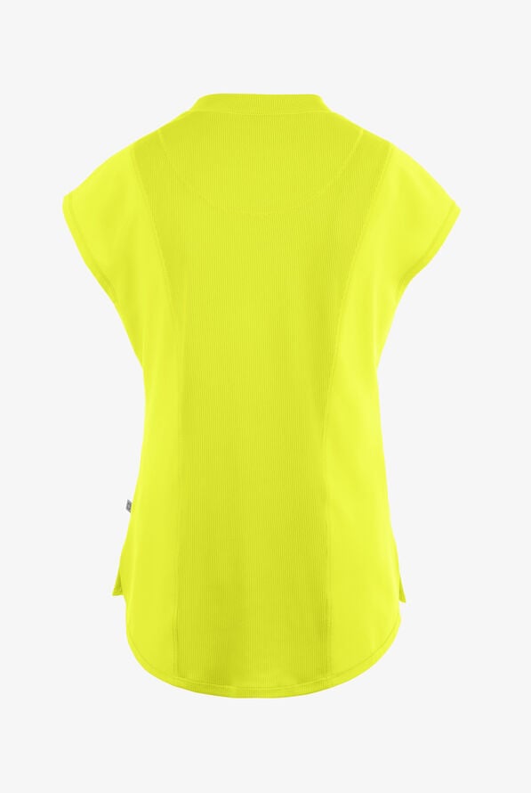 Infinity Women's 4-Pocket STRETCH Dolman Sleeve Rib-Knit Mock Neck Scrub Top - Lime Time - 3