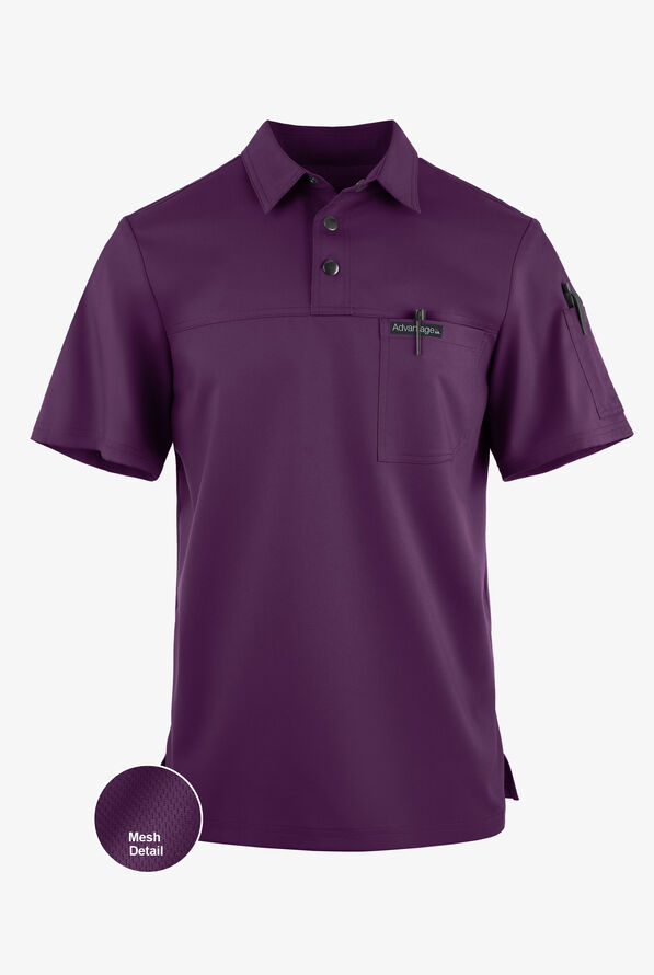 Advantage STRETCH Men's 3-Pocket Short Sleeve Polo with Back Air-Mesh Panels - Eggplant - 1