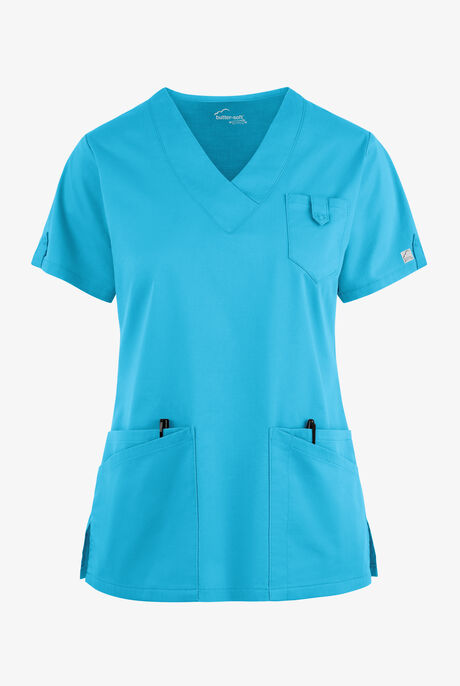 Butter-Soft STRETCH Women's 6-Pocket V-Neck Scrub Top