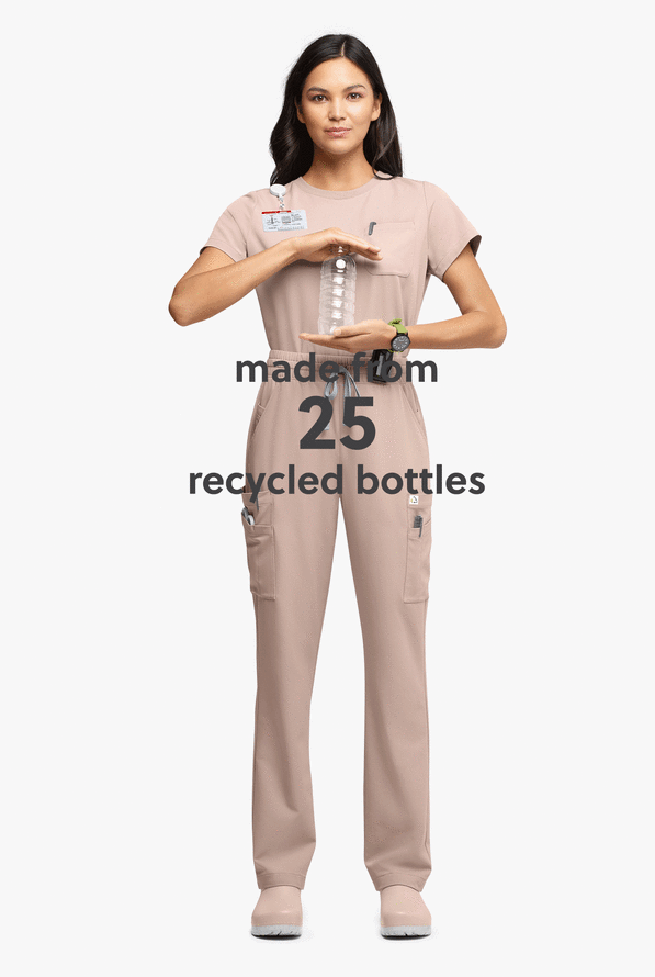 ReSurge Topaz Women's 11-Pocket Drawstring Scrub Pants - Petite - Mocha Meringue - 6