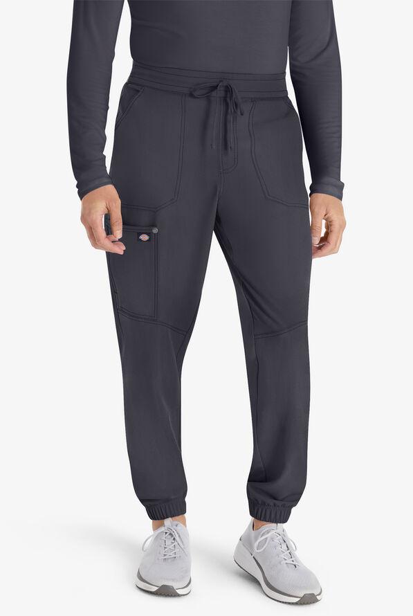 Dickies EDS NXT Men's 6-Pocket STRETCH Elastic Logo Waistband Utilitarian Jogger Scrub Pants - Pewter - 1