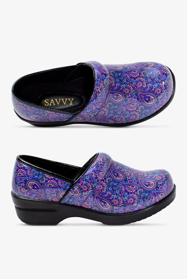 Zuecos de enfermería Savvy Brandy Multi Paisley para mujer - null - 1
