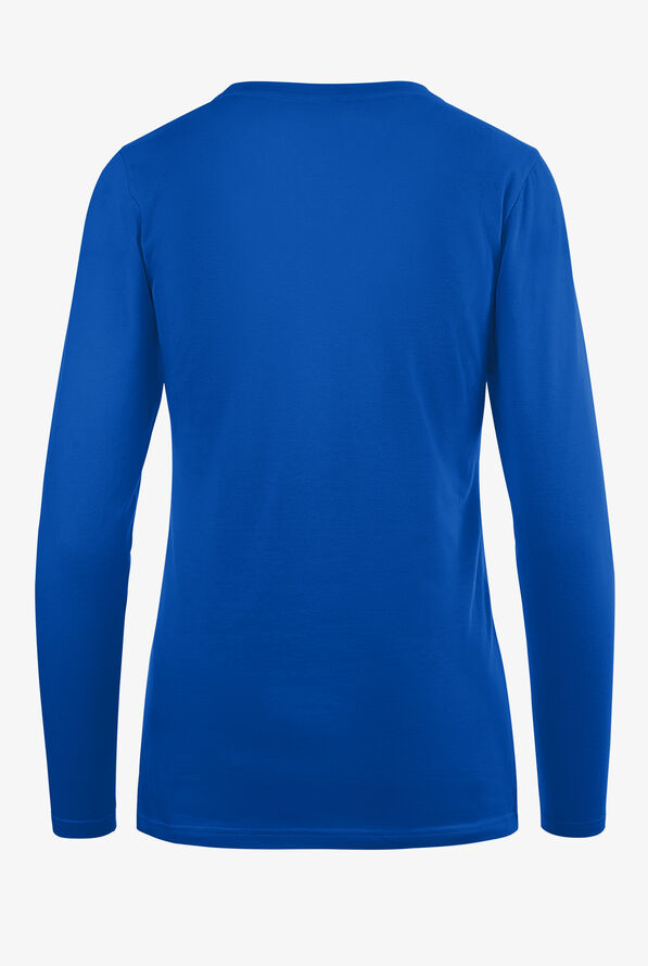 Camiseta médica Maevn Matrix STRETCH rica en algodón con mangas largas para mujer - Royal - 2