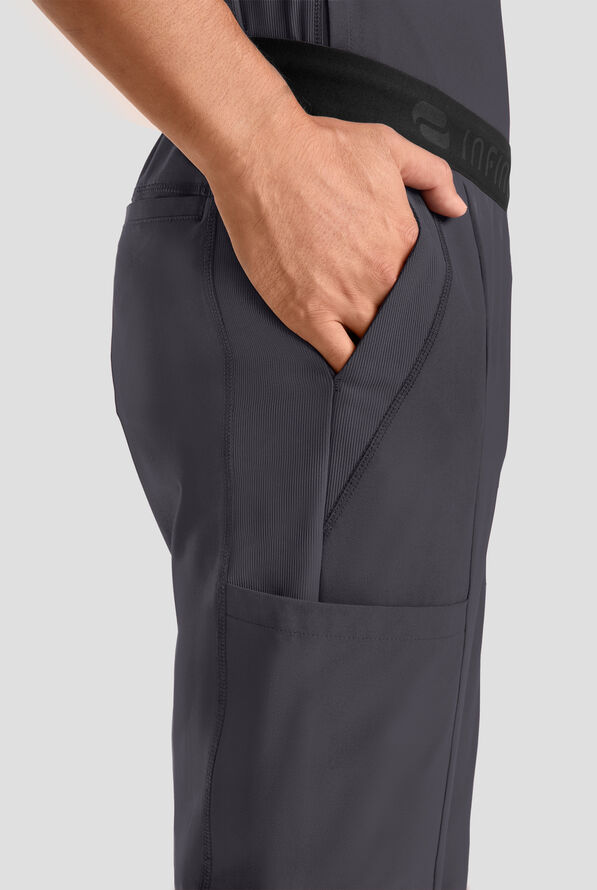 Infinity GNR8 Men's 5-Pocket STRETCH Logo Waistband Straight Leg Cargo Scrub Pant - Pewter - 3