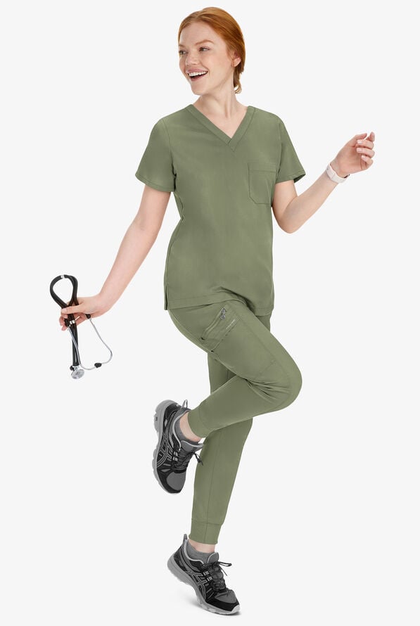 Healing Hands Purple Label Toby Women's 7-Pocket STRETCH Jogger Drawstring Scrub Pant - Olive - 6