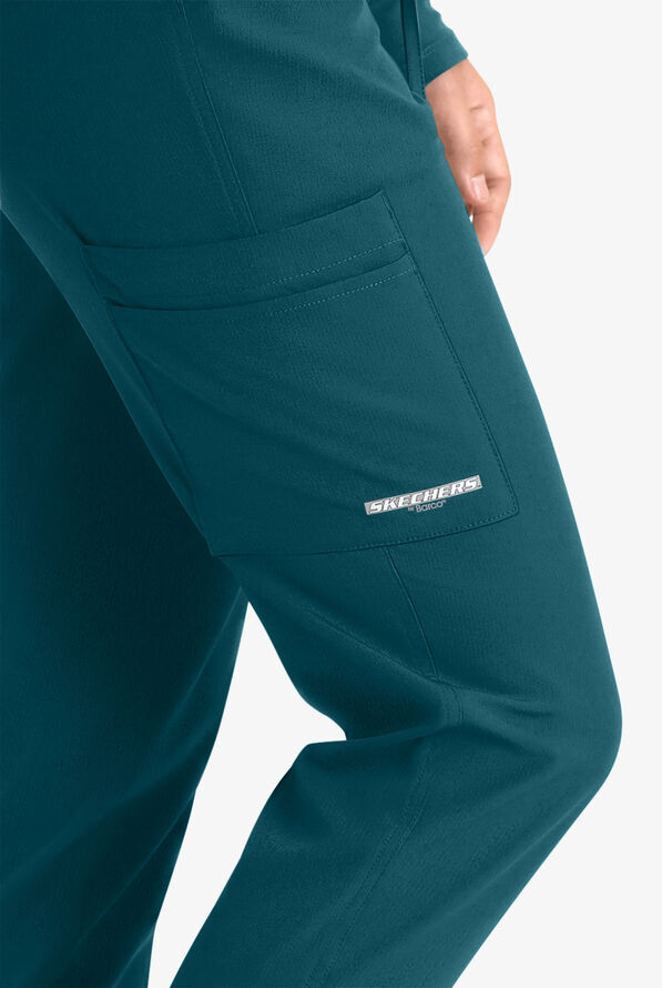 Skechers by Barco Theory Women's 4-Pocket STRETCH Cargo Jogger Scrub Pants - Bahama Blue - 2