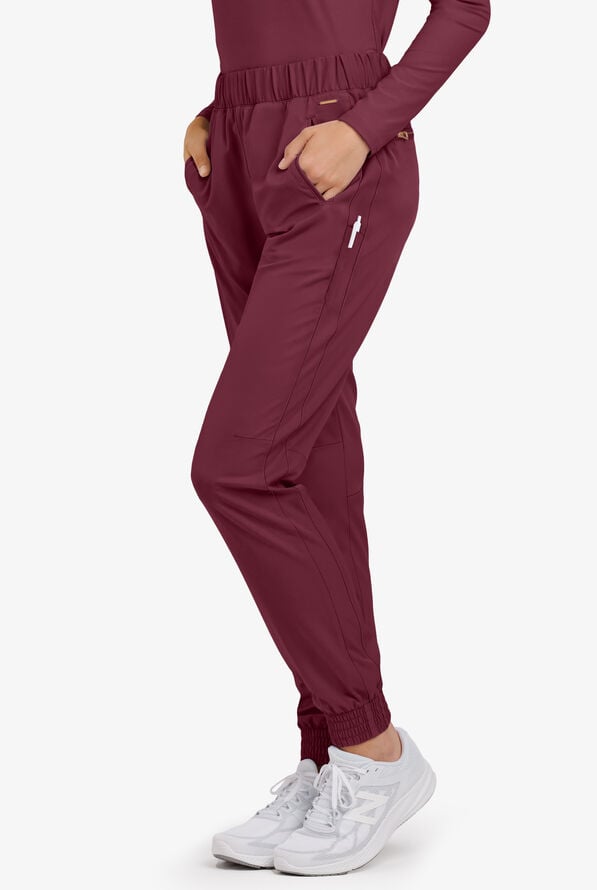 Pantalón médico Lauderdale By UA STRETCH Navona estilo jogger con 6 bolsillos para mujer - Wine - 1