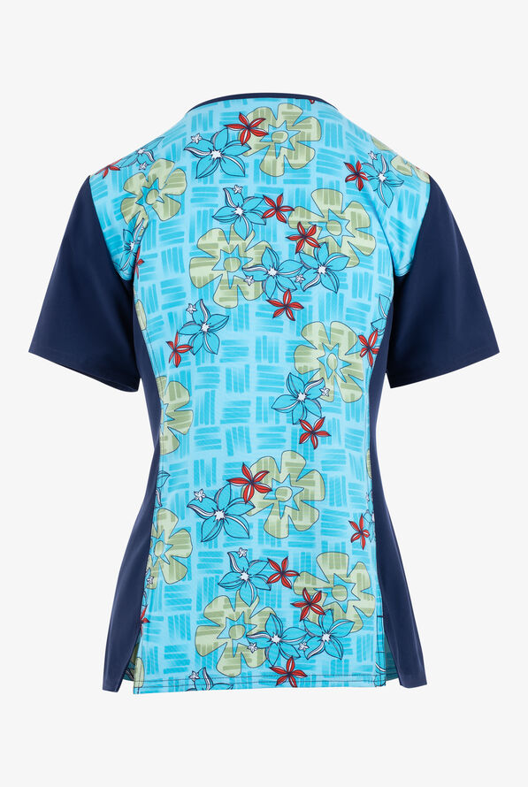 Tooniforms Moana Energy Women's 1-Pocket STRETCH V-Neck Print Scrub Top - null - 2