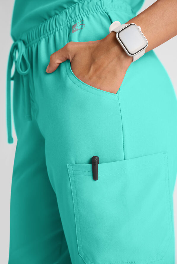 Pantal&oacute;n m&eacute;dico Easy STRETCH Eden con cord&oacute;n y 4 bolsillos para mujer - Aqua Dust - 3
