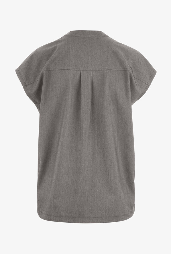 Healing Hands Purple Label Journey Women's 2-Pocket STRETCH Dolman Sleeve Mandarin Collar Scrub Top - Heather Grey - 2