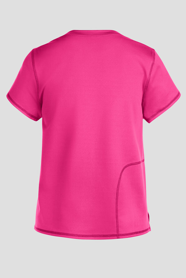 Med Couture Amp Knit Women's 2-Pocket STRETCH Crew Neck Scrub Top - Pink Power - 2