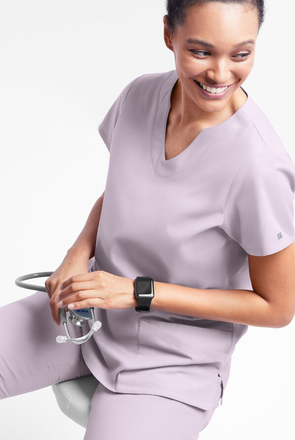 Butter-Soft Originals Women's 6-Pocket Scallop Neck Scrub Top - Orchid Petal - 4