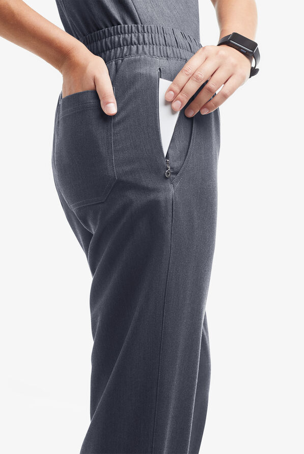Pantalón médico MOVEMENT by Butter-Soft Mira con piernas anchas y 6 bolsillos para mujer - Indigo Heather - 4