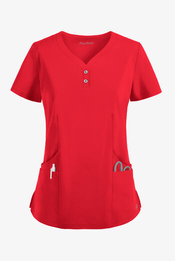 Blusa médica Easy STRETCH Demi estilo Henley con 4 bolsillos para mujer