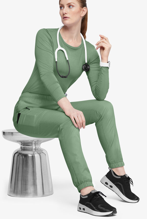 Strictly Scrubs Women's 7-Pocket Tapered Jogger Cargo Scrub Pants - Seaspray - 4