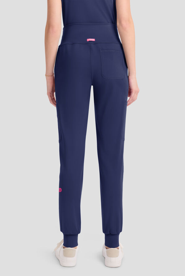 Med Couture Amp Knit Women's 5-Pocket STRETCH High-Rise Cargo Jogger Scrub Pant - Navy - 4