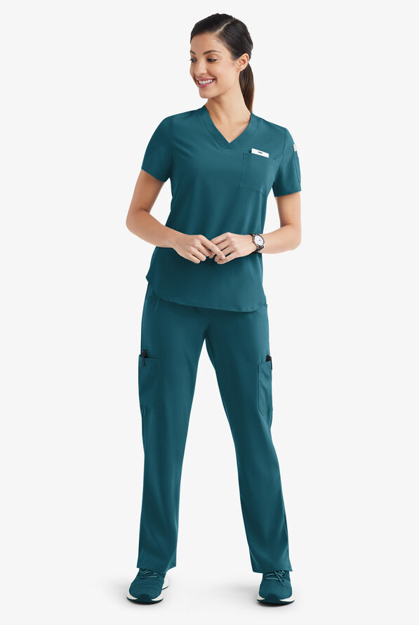 Conjunto de uniforme m&eacute;dico Tafford Active Stretch con 7 bolsillos para mujer - Caribbean Blue - 2