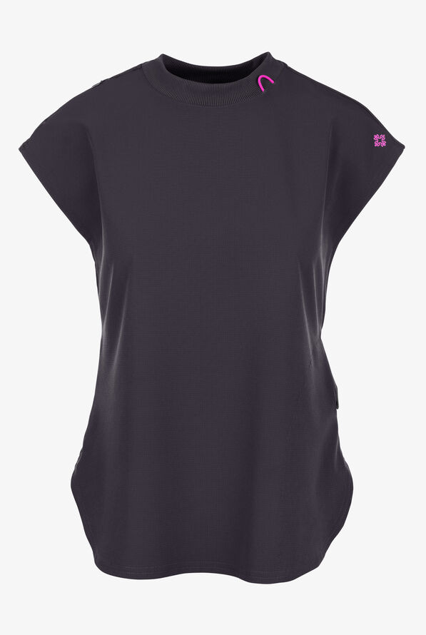 Med Couture Amp Women's 2-Pocket STRETCH Tuck in Dolman Crew Neck Scrub Top - Pewter - 1