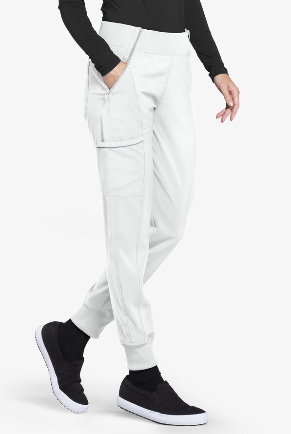 Infinity Women's 5-Pocket STRETCH Tapered Jogger Cargo Scrub Pants - White - 3